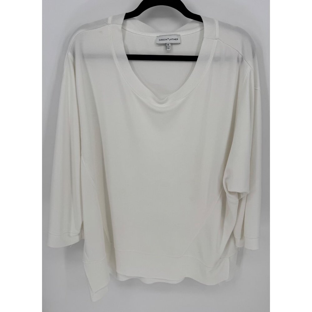 Gibson Latimer Womens Loose Fit White Long Sleeve Top